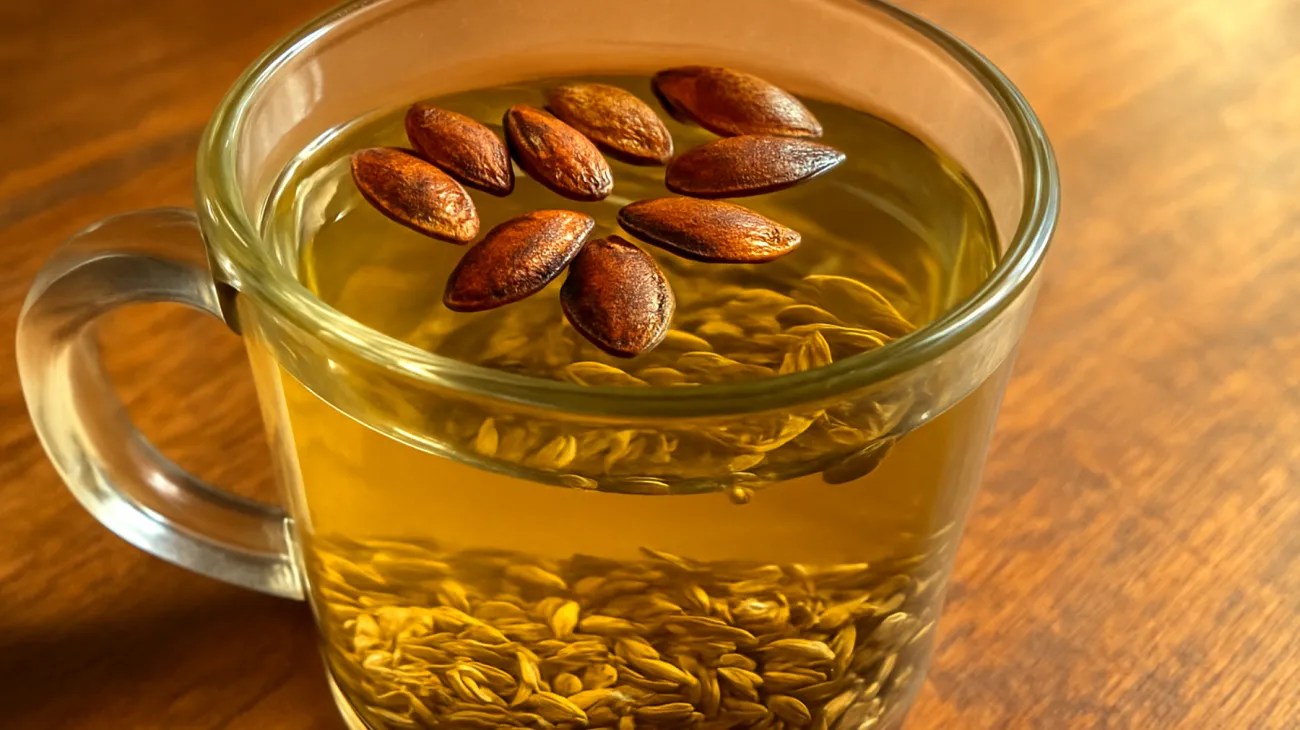 Fenchel-Anis-Kümmel-Tee mit gerösteten Kürbiskernen"