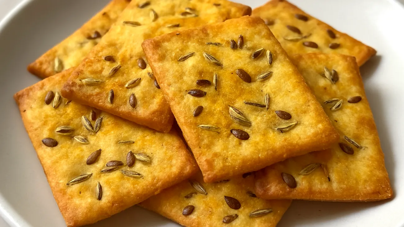 Fenchelsamen-Crackers mit Leinsamen und Kurkuma"